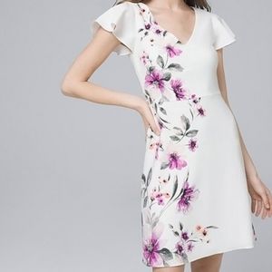 White House Black Market Ecru&Violet Dress Size 0